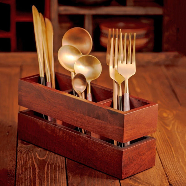 Cranny Cutlery Wooden Caddy / Holder | Verified Sustainable Kitchen Organisers on Brown Living™