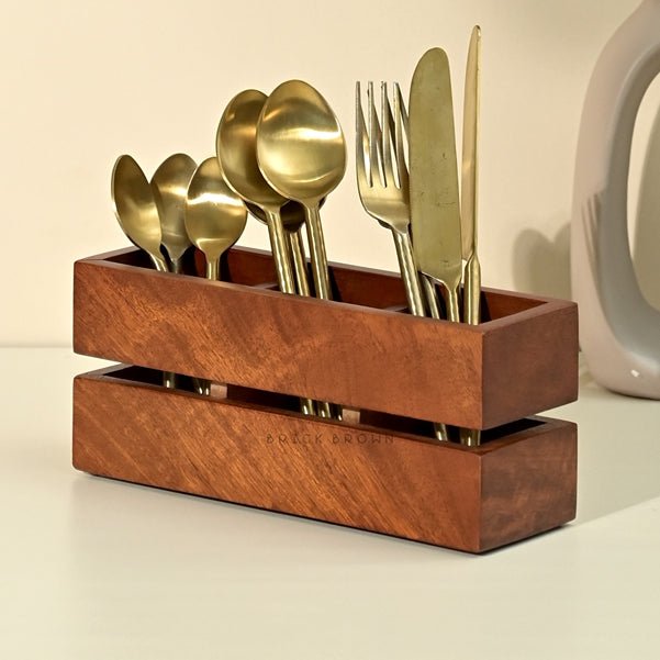 Cranny Cutlery Wooden Caddy / Holder | Verified Sustainable by Brown Living™