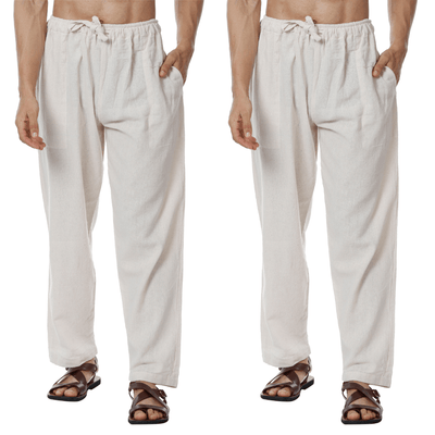 Cream Men's Pyjama Pack of 2 | Fits Waist Sizes 28" to 36" – Mens Pyjama on Brown Living™. SKU: AT12AT12. Img 1.