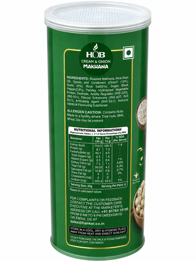 Cream & Onion Makhana 60g | Roasted Fox Nuts Savoury Snack – Healthy Snacks on Brown Living™. SKU: HGE0004. Img 3.