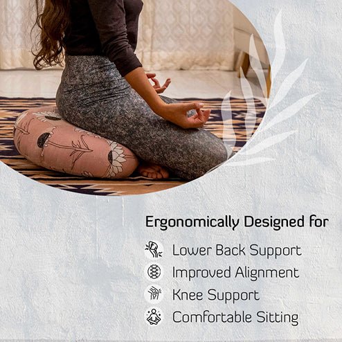 Crescent Wide Wide Zafu Meditation and Yoga Cushion - Texture | Verified Sustainable by Brown Living™