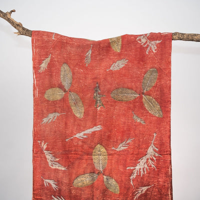 Crimson Eri Silk Scarf – Handcrafted Natural Silk Stole – Womens Scarf on Brown Living™. SKU: scarfcrimsoneri. Img 4.