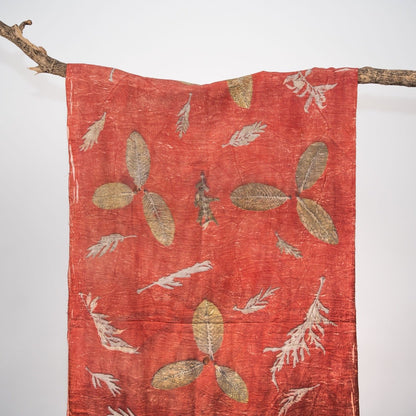 Crimson Eri Silk Scarf – Handcrafted Natural Silk Stole – Womens Scarf on Brown Living™. SKU: scarfcrimsoneri. Img 4.