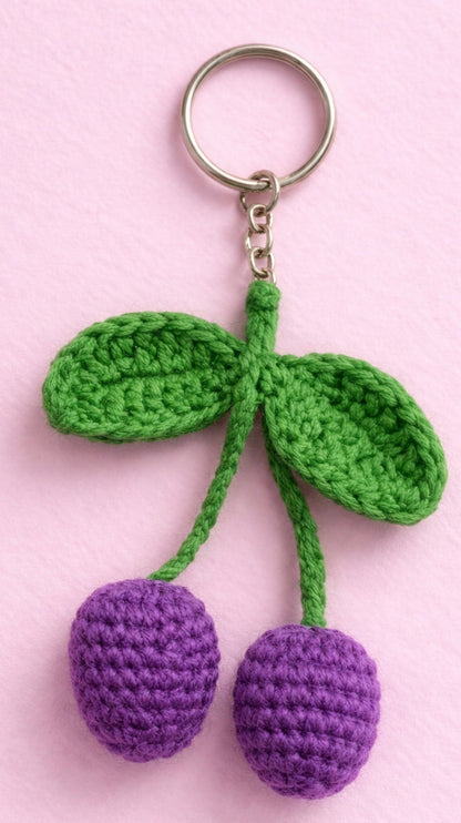 Crochet Purple Keychain | Handmade Crochet Key Holder | Cute Bag Charm – Travel Accessories on Brown Living™. SKU: CPK-S-004. Img 2.