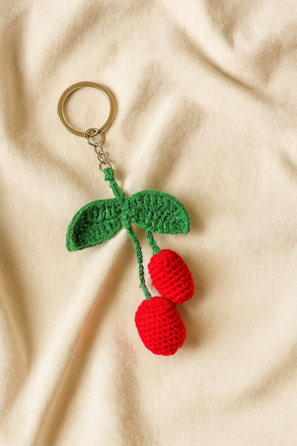 Crochet Red Keychain | Handmade Crochet Key Holder | Cute Bag Charm – Travel Accessories on Brown Living™. SKU: KRK-S-004. Img 1.