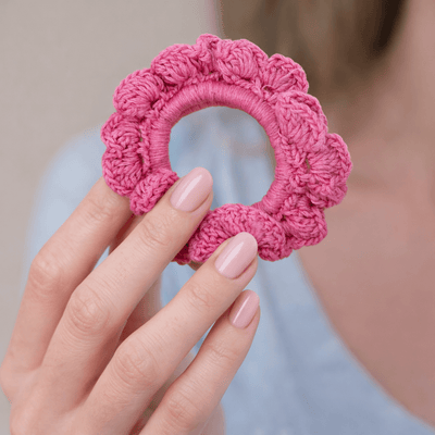 Crochet Scrunchies | Handcrafted Crochet Hair Accessories – Womens Accessories on Brown Living™. SKU: CSB-S-010. Img 2.