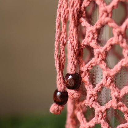 Crochet Web Peach Handmade Bottle Cover | Verified Sustainable by Brown Living™