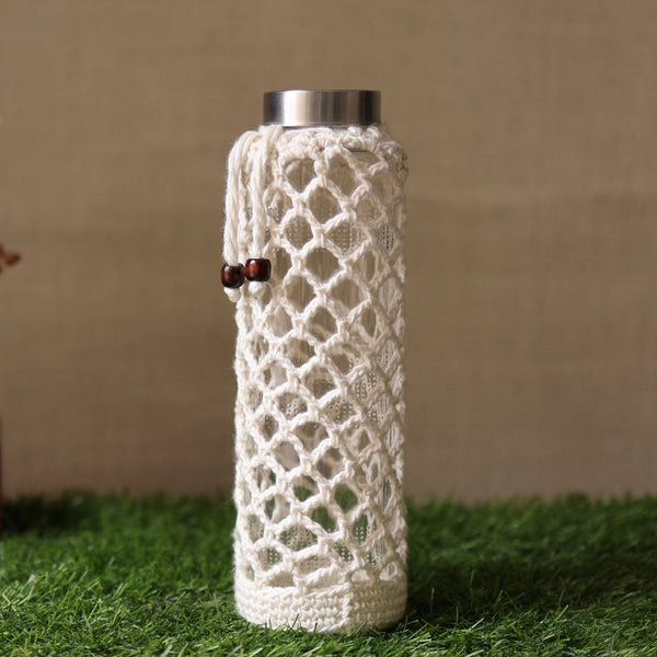 Crochet Web White Handmade Bottle Cover | Verified Sustainable Bottles & Sippers on Brown Living™