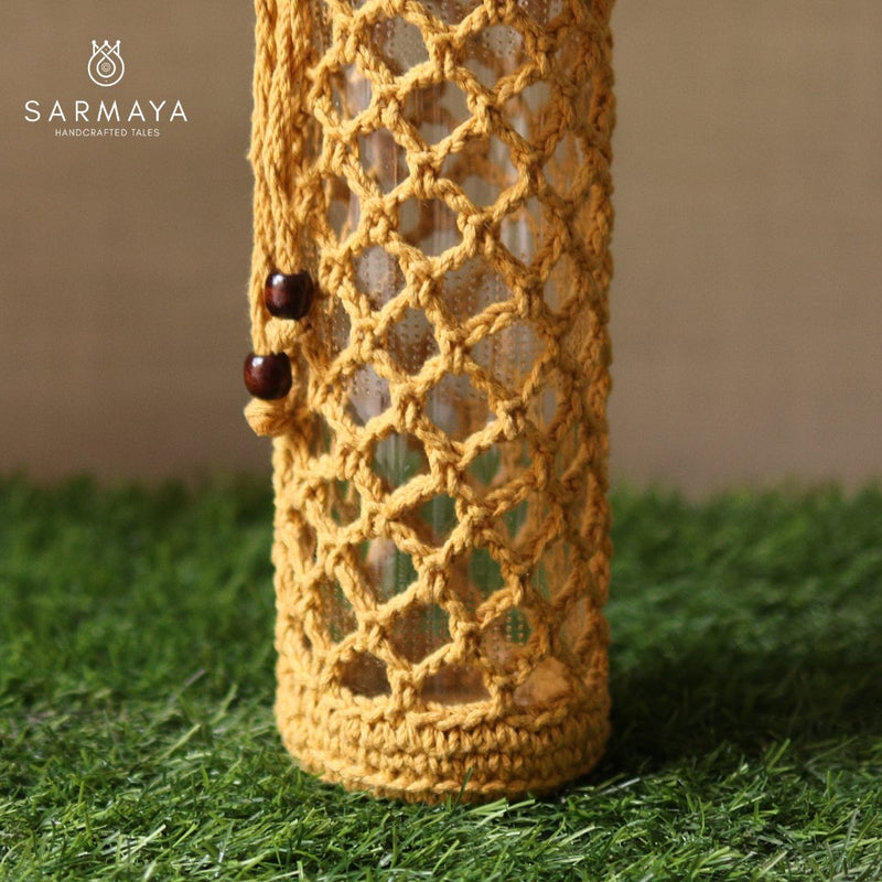 Crochet Web Yellow Handmade Bottle Cover | Verified Sustainable Bottles & Sippers on Brown Living™