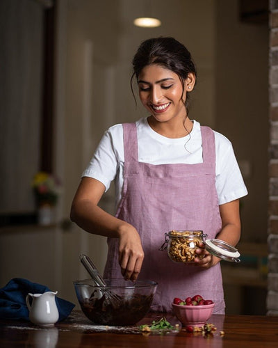 Cross Back Apron in 100% Hemp Fabric – Kitchen Linens on Brown Living™. SKU: UC - 17 - CBH - SM - L. Img 1.