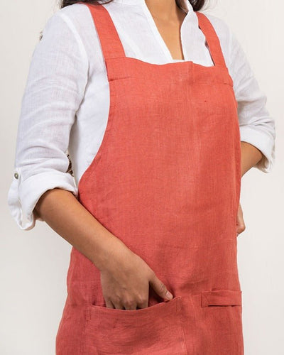 Cross Back Apron in 100% Hemp Fabric – Kitchen Linens on Brown Living™. SKU: UC - 18 - CBH - SM_RR. Img 5.