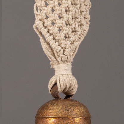 Cross Wide Hand - Knotted Wind Chime with Metal Bell | Handmade Decor – Windchimes & Dreamcatchers on Brown Living™. SKU: S20CCLWBELL032-IV. Img 3.