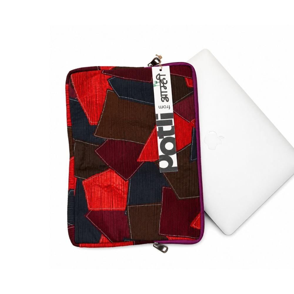 CSR Corporate Gifting: Sustainable Patchwork Laptop Bag – Laptop Sleeve on Brown Living™. SKU: ASWMLAPBLUE. Img 15.