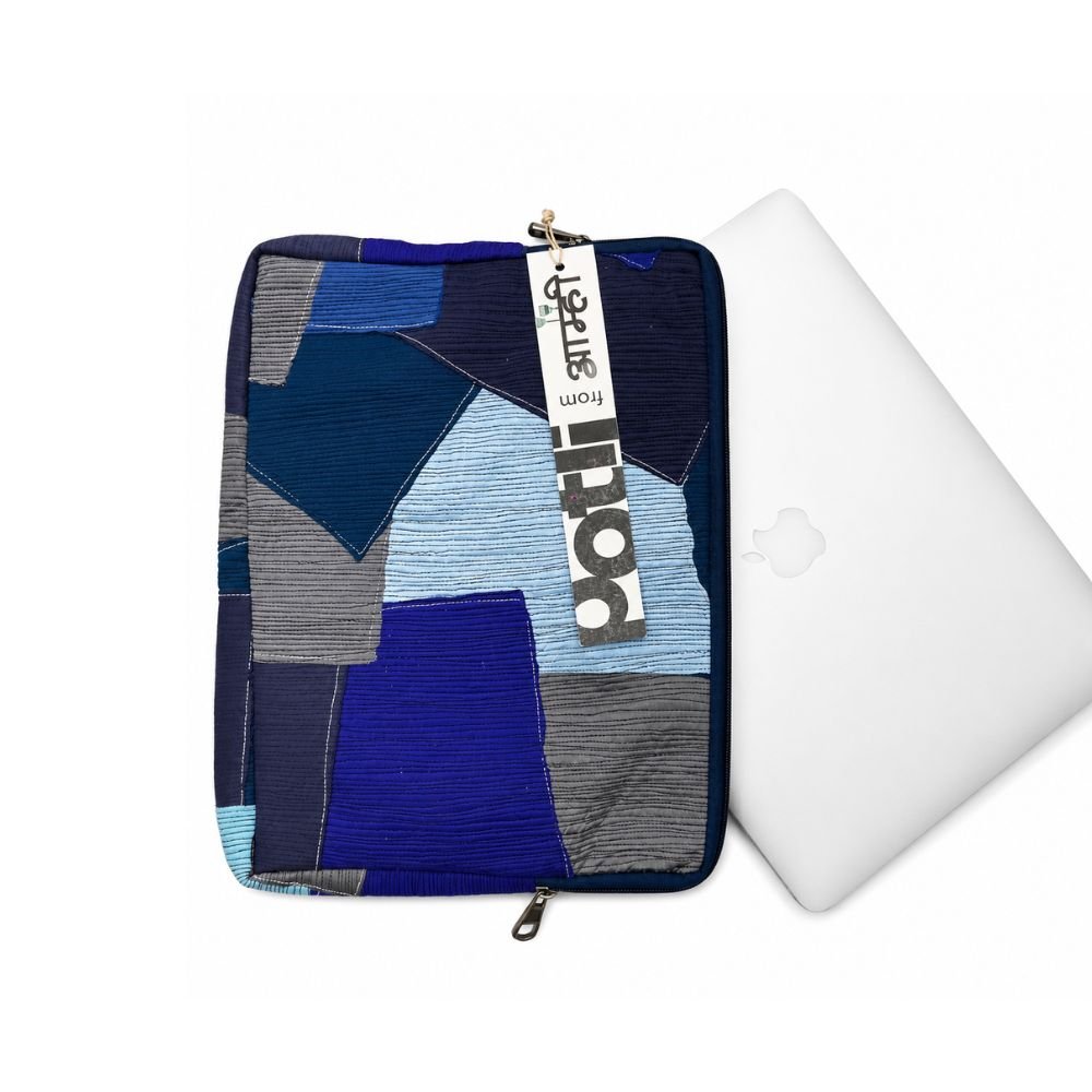 CSR Corporate Gifting: Sustainable Patchwork Laptop Bag – Laptop Sleeve on Brown Living™. SKU: ASWMLAPBLUE. Img 16.