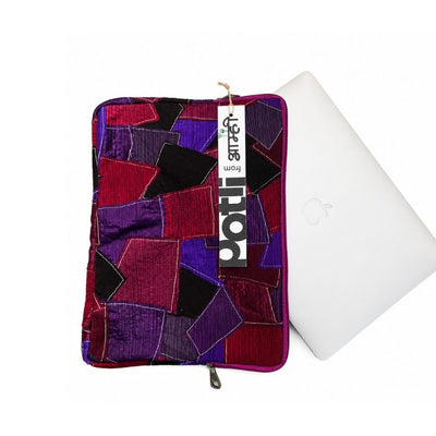 CSR Corporate Gifting: Sustainable Patchwork Laptop Bag – Laptop Sleeve on Brown Living™. SKU: ASWMLAPBLUE. Img 14.