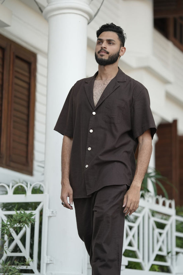 Cubano Cotton Shirt- Java Brown | Verified Sustainable Mens Shirt on Brown Living™