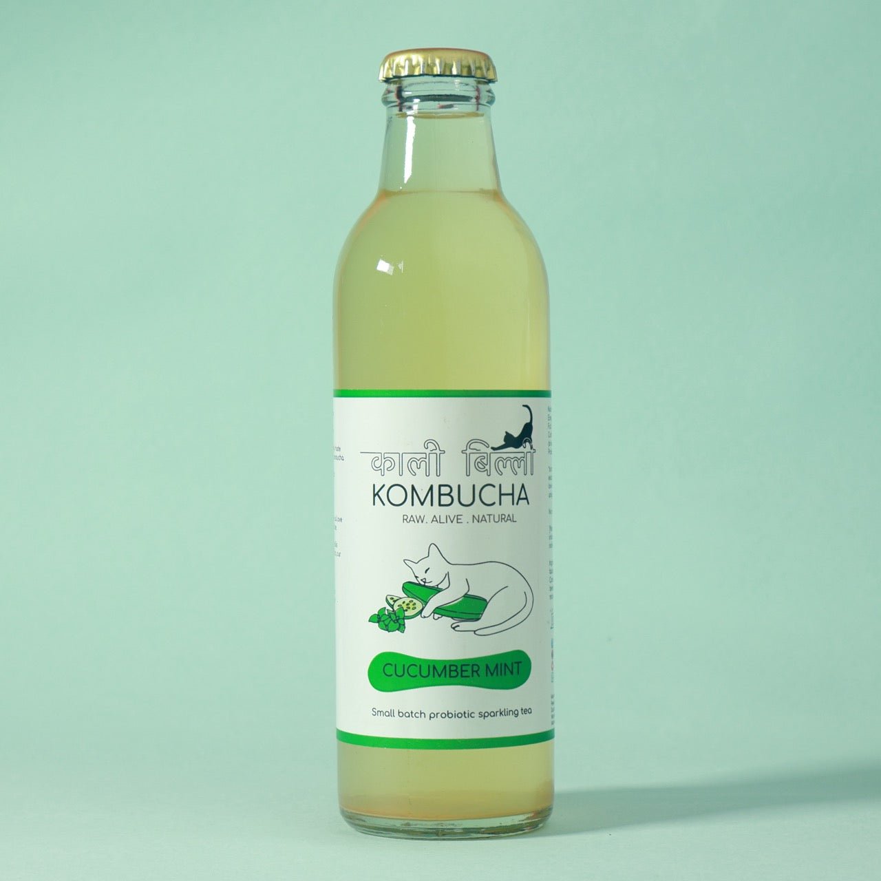 Cucumber Mint Kombucha 250ml | Probiotic Refreshing Fermented Drink – Health & Energy Drinks on Brown Living™. SKU: KBKCM. Img 1.