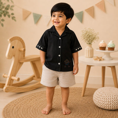 Cupcake Charm Hemp Shirt for Boys – Kids Shirts on Brown Living™. SKU: TCC-SW26-20-A. Img 1.