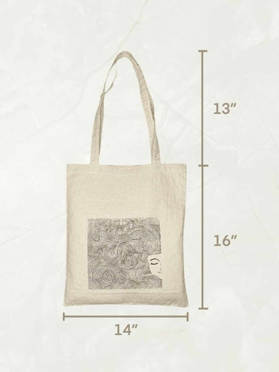 Curly Hair - 100% Cotton Canvas Tote Bag – Tote Bag on Brown Living™. SKU: EM - 0053B. Img 2.