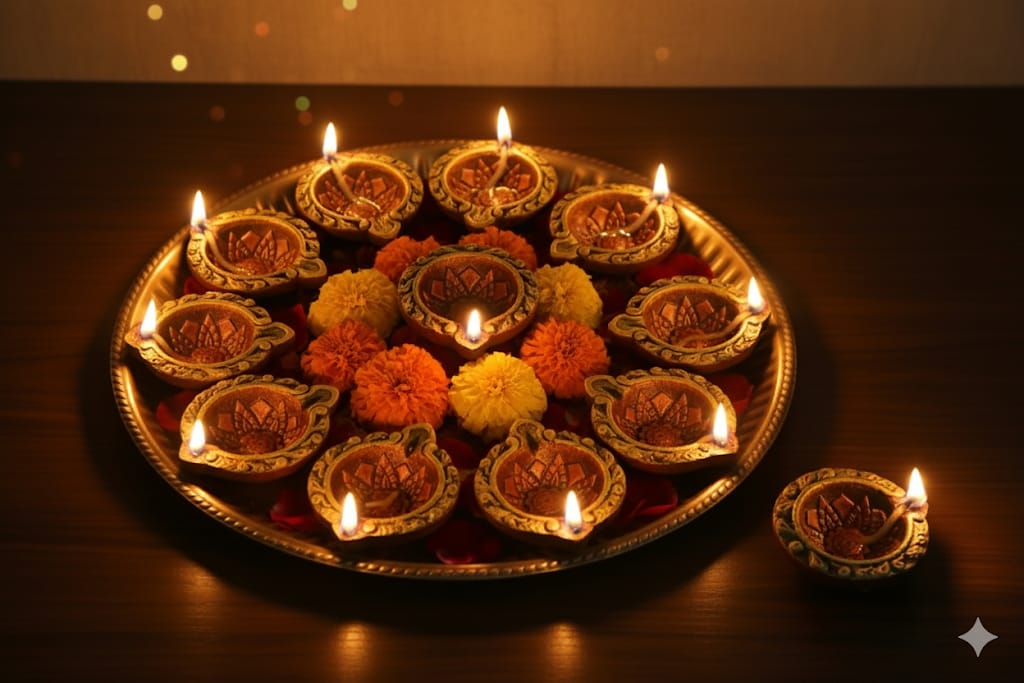 Curve Diya Set of 12 – Handmade Traditional Decor – Home Decor on Brown Living™. SKU: D19. Img 4.