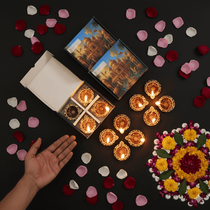 Curve Diya Set of 12 – Handmade Traditional Decor – Home Decor on Brown Living™. SKU: D19. Img 7.