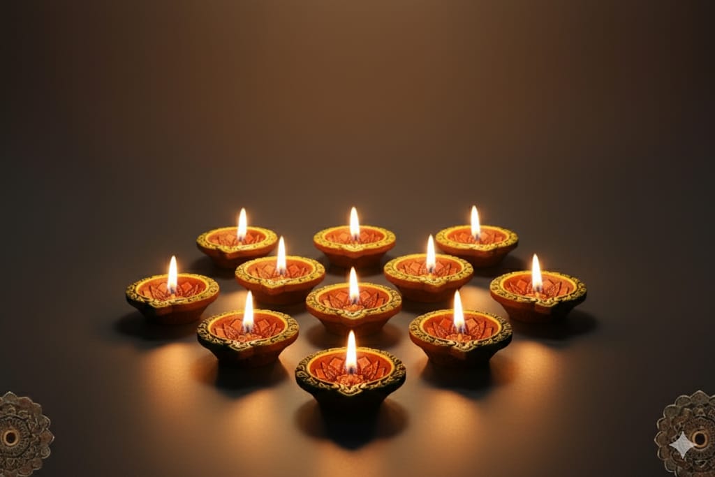 Curve Diya Set of 12 – Handmade Traditional Decor – Home Decor on Brown Living™. SKU: D19. Img 1.