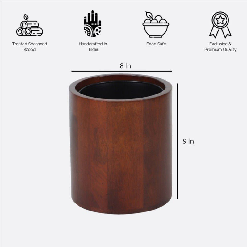 Curvy Wooden Wastebasket Trash Bin | Verified Sustainable Cleaning Supplies on Brown Living™