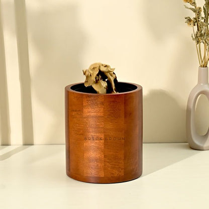 Curvy Wooden Wastebasket Trash Bin | Verified Sustainable by Brown Living™