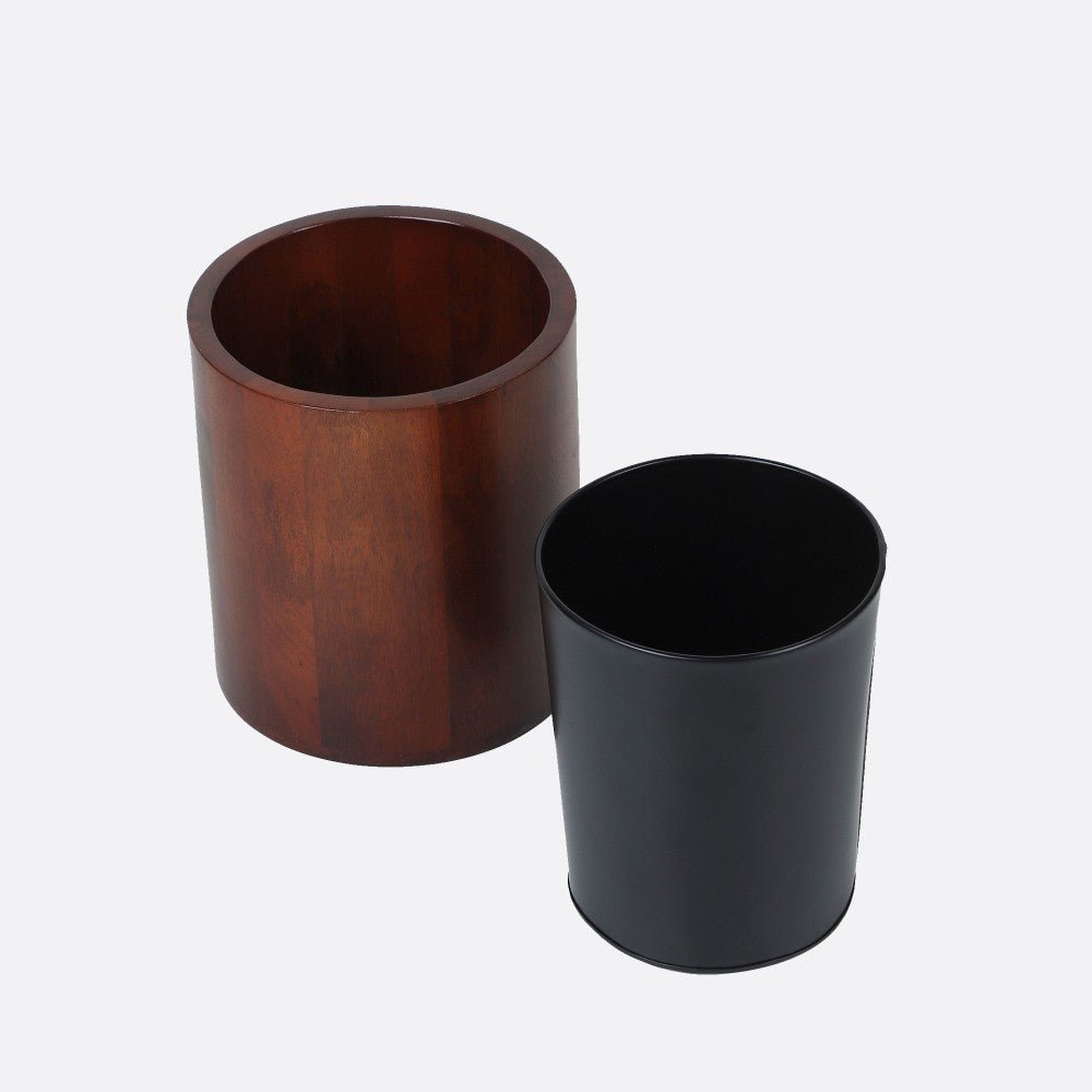 Curvy Wooden Wastebasket Trash Bin | Verified Sustainable by Brown Living™