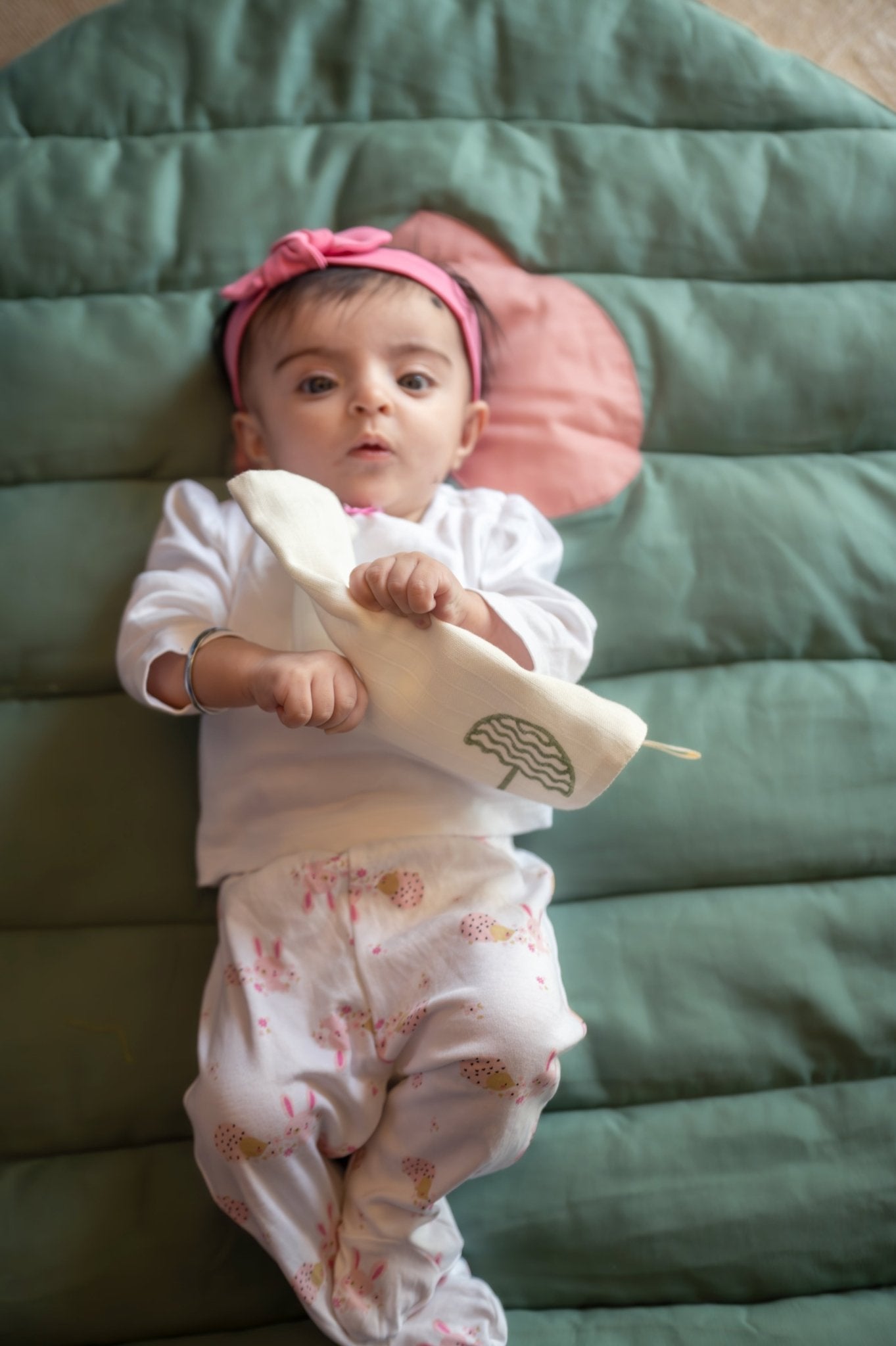 Cute Baby Wash Cloth – Umbrella Design, Earthy Tones – Baby Bibs & Hanky on Brown Living™. SKU: MSY - 00430B - Earthy - S. Img 6.