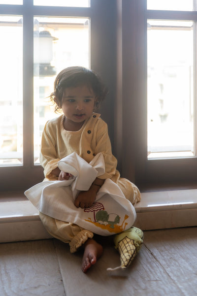 Cute Elephant Medium Wash Cloth, Elle, Earthy – Baby Bibs & Hanky on Brown Living™. SKU: MSY - 00430B - Earthy - M. Img 4.