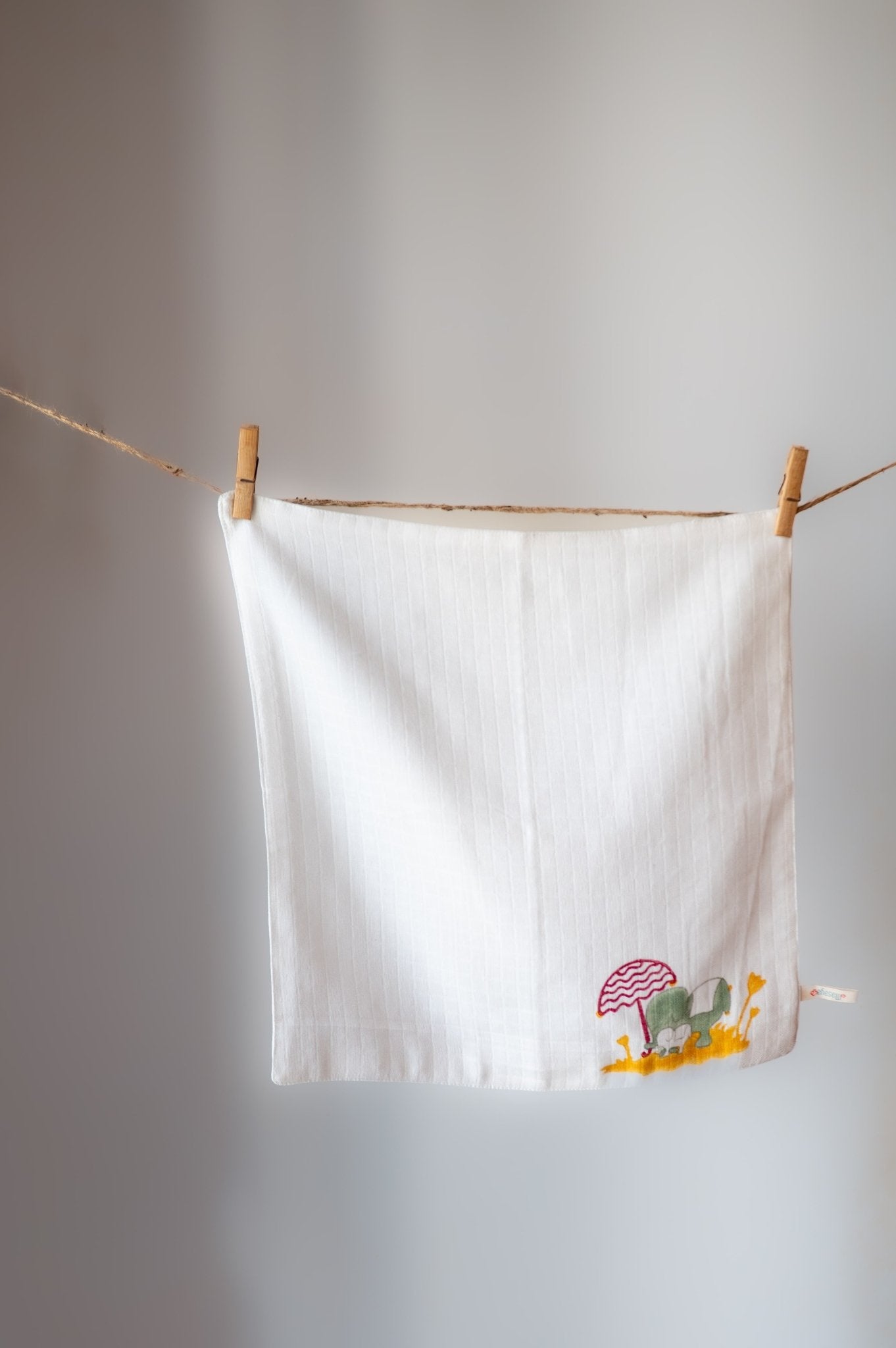 Cute Elephant Medium Wash Cloth, Elle, Earthy – Baby Bibs & Hanky on Brown Living™. SKU: MSY - 00430B - Earthy - M. Img 1.