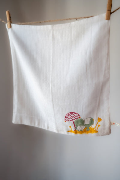 Cute Elephant Medium Wash Cloth, Elle, Earthy – Baby Bibs & Hanky on Brown Living™. SKU: MSY - 00430B - Earthy - M. Img 2.