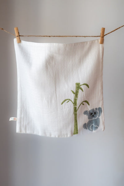 Cute Koala Wash Cloth – Purple Baby Bath Cloth – Baby Bibs & Hanky on Brown Living™. SKU: MSY - 00430G - Purple - M. Img 1.