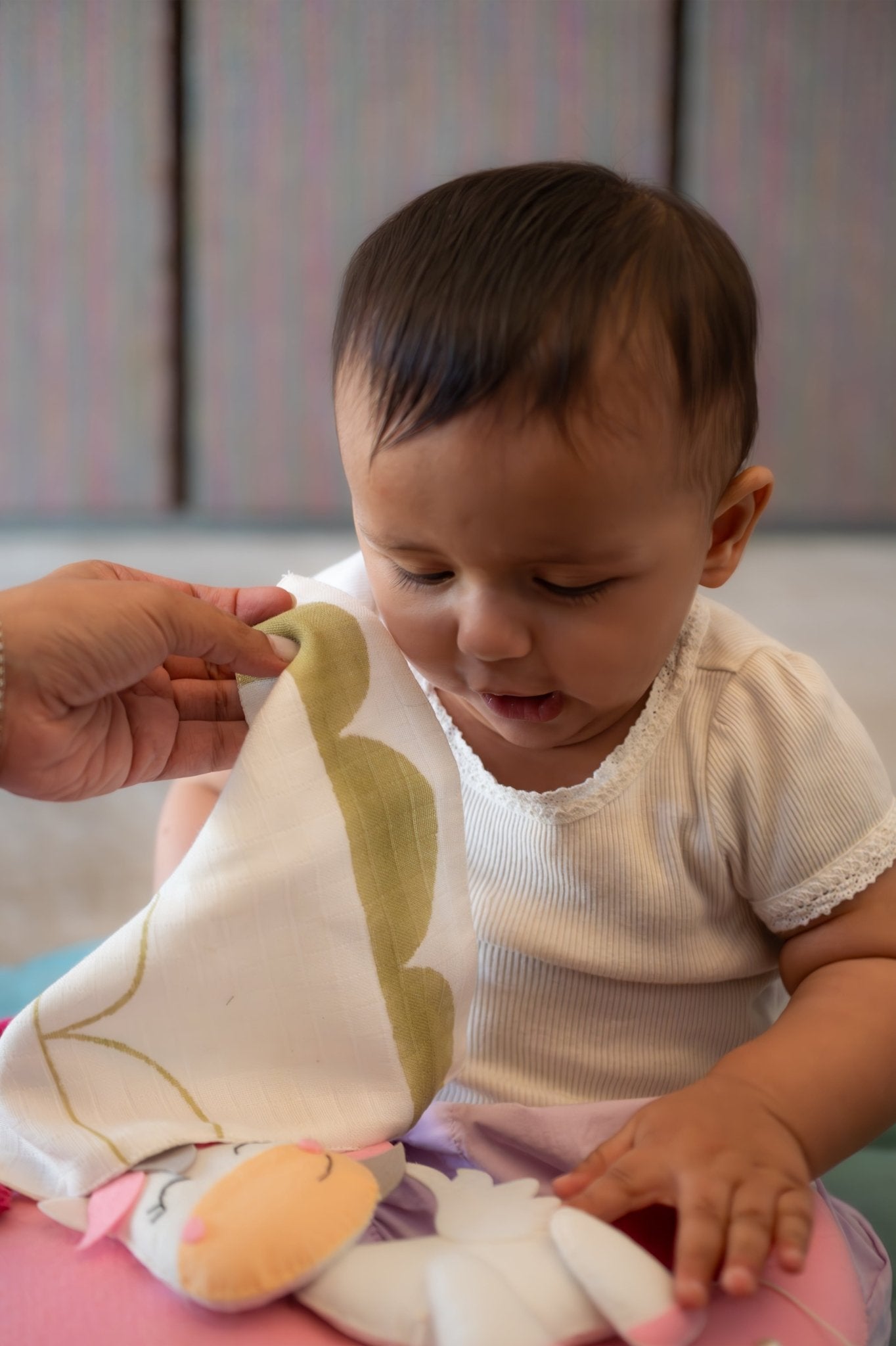 Cute Small Wash Cloth – Circus - Themed Shapes – Baby Bibs & Hanky on Brown Living™. SKU: MSY - 00430E - Peach - S. Img 4.