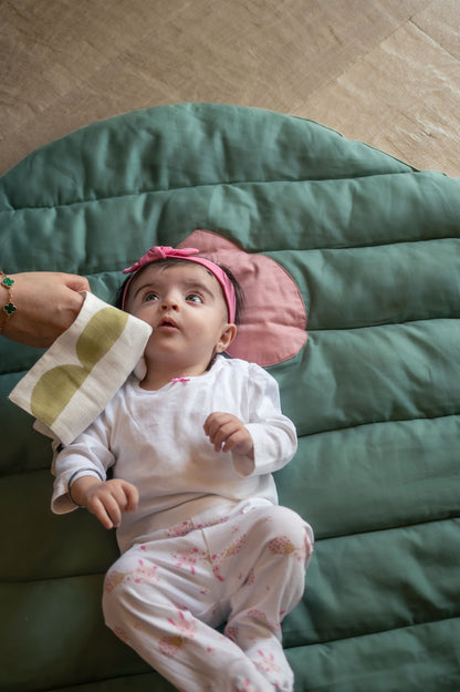 Cute Small Wash Cloth – Circus - Themed Shapes – Baby Bibs & Hanky on Brown Living™. SKU: MSY - 00430E - Peach - S. Img 2.