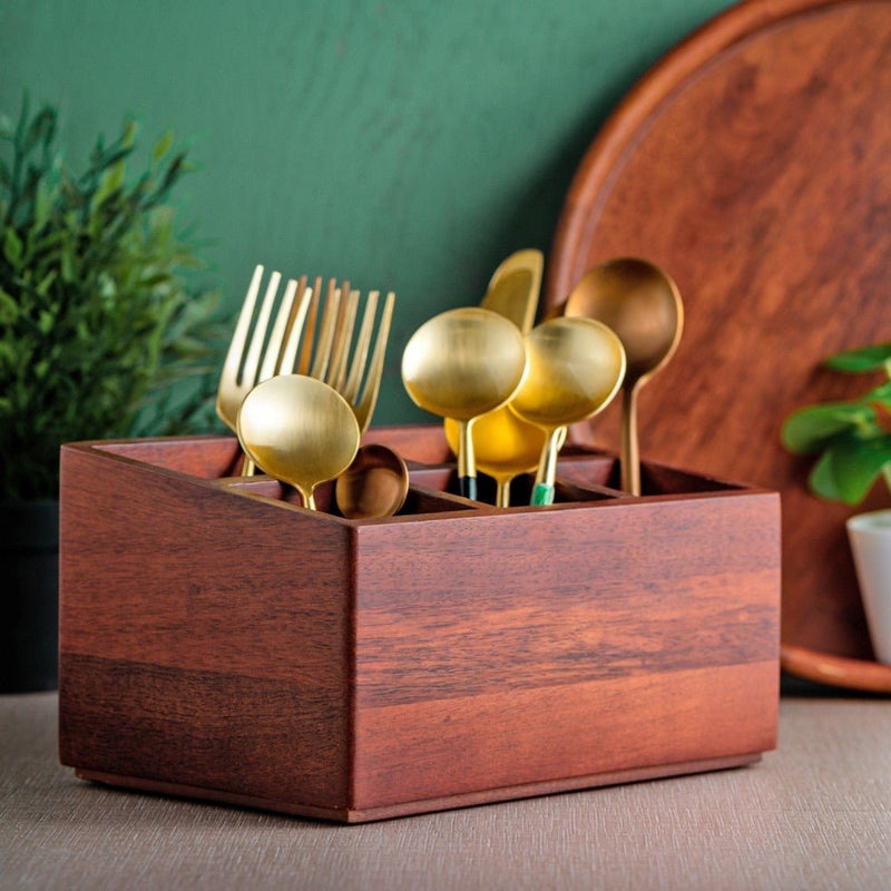 Cutlery Wooden Caddy / Holder | Verified Sustainable Kitchen Organisers on Brown Living™