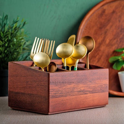 Cutlery Wooden Caddy / Holder | Verified Sustainable by Brown Living™