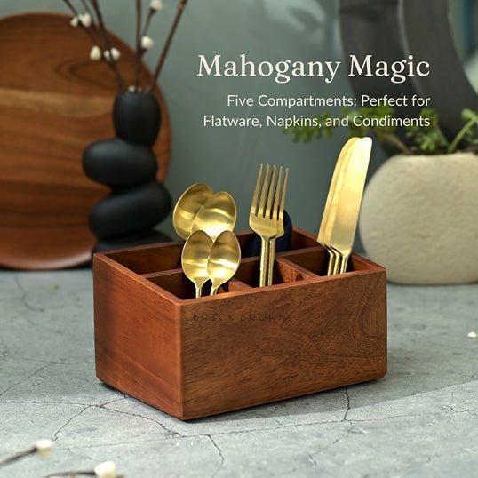 Cutlery Wooden Caddy / Holder | Verified Sustainable by Brown Living™