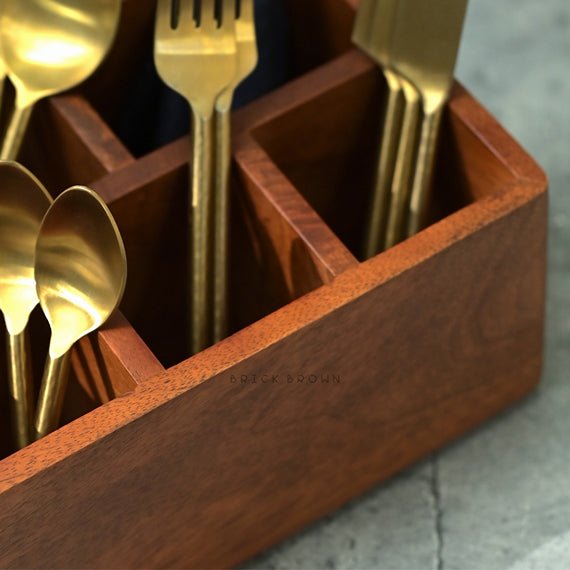 Cutlery Wooden Caddy / Holder | Verified Sustainable by Brown Living™