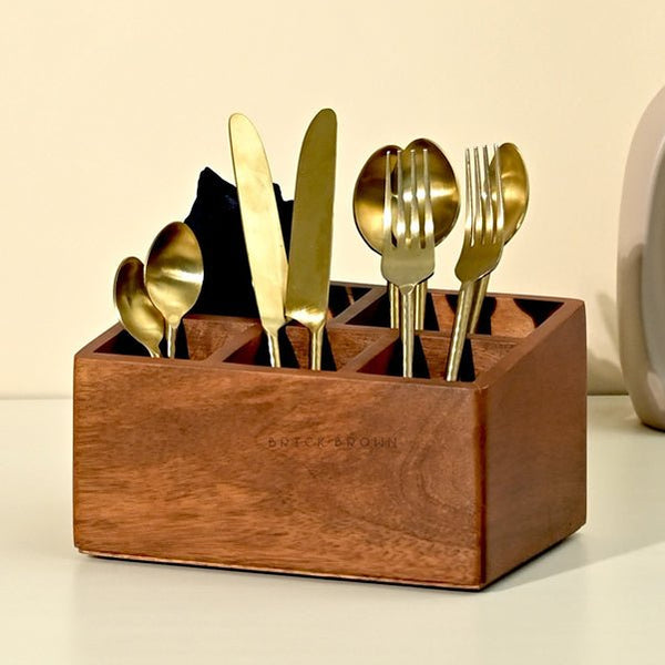 Cutlery Wooden Caddy / Holder | Verified Sustainable Kitchen Organizers on Brown Living™