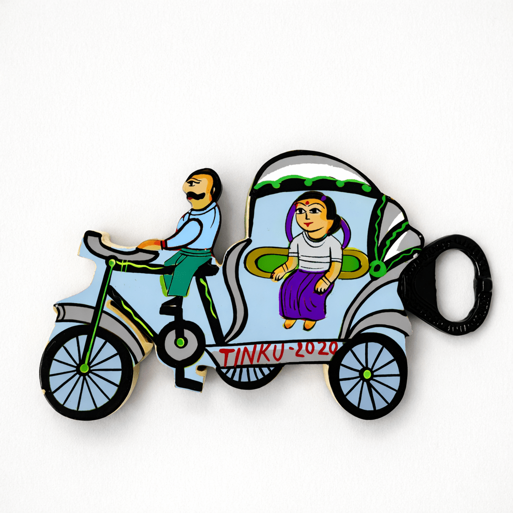 Cycle Rickshaw Bottle Opener With Fridge Magnet – Art & Craft Supplies on Brown Living™. SKU: CD-HOM-CYC-BLUN. Img 4.