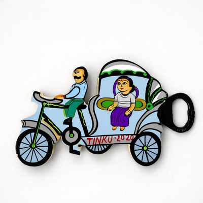 Cycle Rickshaw Bottle Opener With Fridge Magnet – Art & Craft Supplies on Brown Living™. SKU: CD-HOM-CYC-BLUN. Img 4.