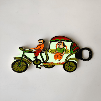 Cycle Rickshaw Bottle Opener With Fridge Magnet – Art & Craft Supplies on Brown Living™. SKU: CD-HOM-CYC-GREN. Img 1.