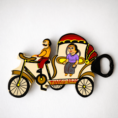 Cycle Rickshaw Bottle Opener With Fridge Magnet – Art & Craft Supplies on Brown Living™. SKU: CD-HOM-CYC-ORGN. Img 3.