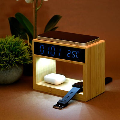 Cypress 6 In 1 Multifunction Wireless Charging Junction – Desk Accessories on Brown Living™. SKU: WAJ9060. Img 1.