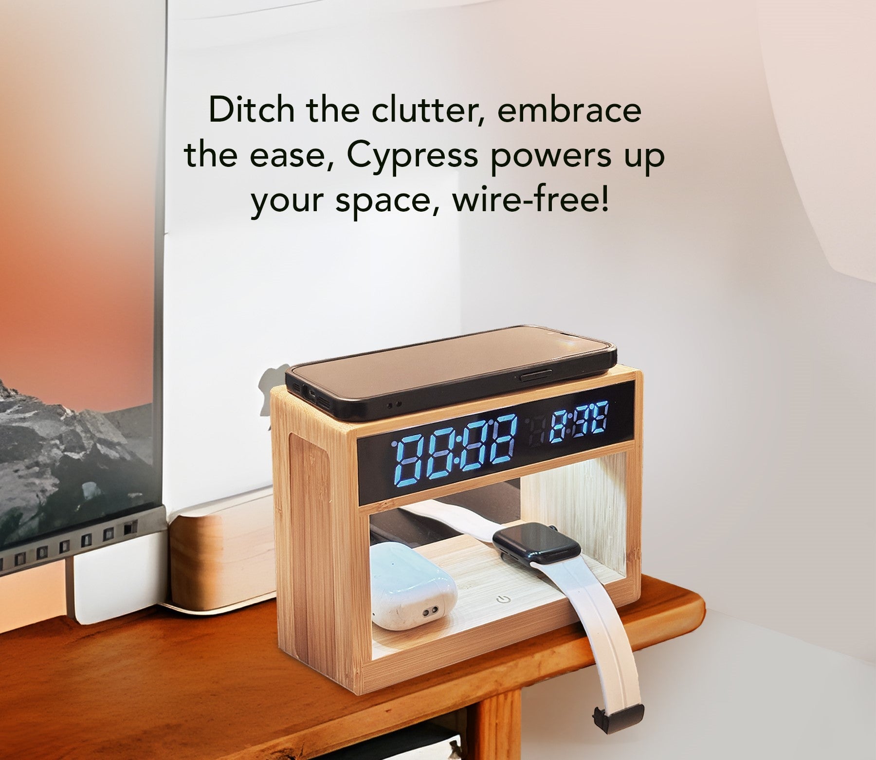 Cypress 6 In 1 Multifunction Wireless Charging Junction – Desk Accessories on Brown Living™. SKU: WAJ9060. Img 5.