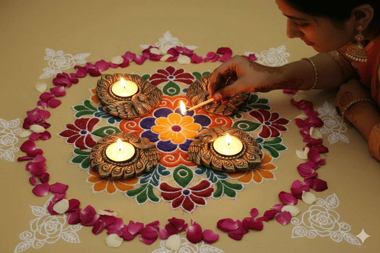 Dancing Peacock T Light Set Of 4 - Diwali Decoration – Home Decor on Brown Living™. SKU: D59. Img 4.