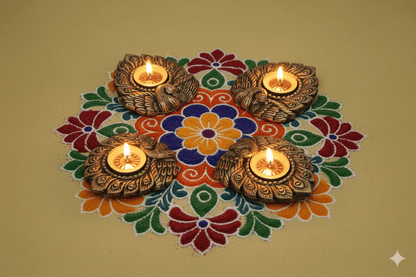 Dancing Peacock T Light Set Of 4 - Diwali Decoration – Home Decor on Brown Living™. SKU: D59. Img 1.