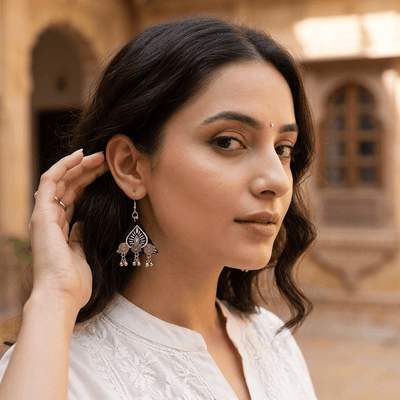 Dark Magic Handmade Earrings – Elegant Artisan Statement Jewelry – Womens Earrings on Brown Living™. SKU: AMEARDarkMagic. Img 5.